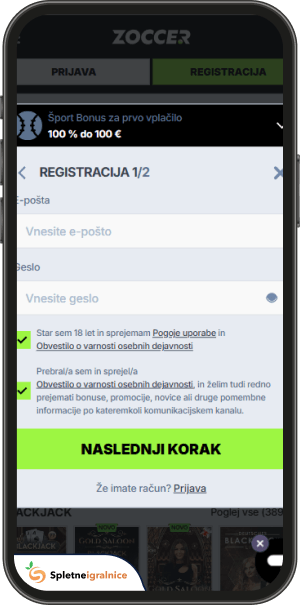 postopek registracije v zoccer