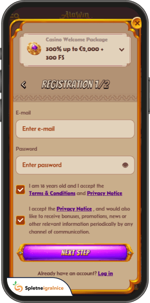 postopek registracije v alawin