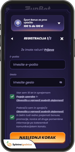 postopek registracije v funbet